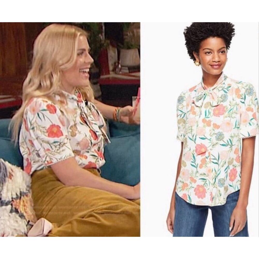 Kate Spade Floral Blossom Tie Neck Blouse XL